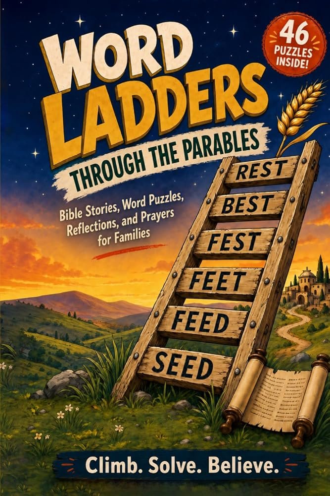 Word Ladders Through the Parables, Bible Stories, Word Puzzles, Reflections, and Prayers for Families, cover